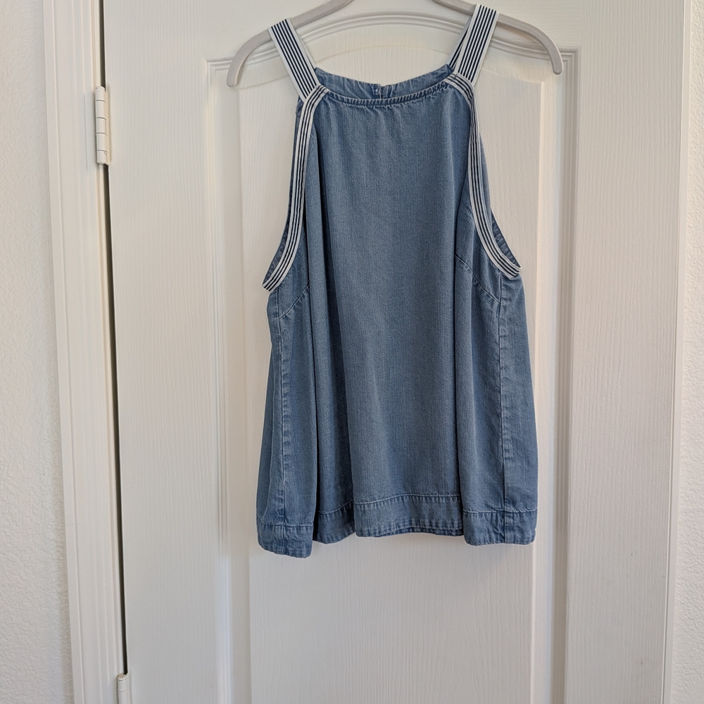 cloth & stone Light Wash Chambray Tank with Striped Straps